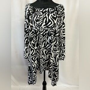Slinky Zebra‎ Print Blouse - Black and White Size XL